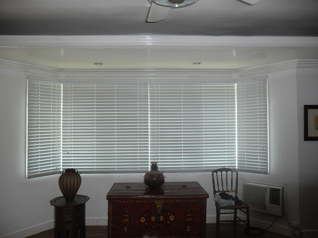 White color faux wood blinds at San Lorenzo Village, Makati