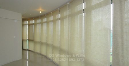 Hallway glasswall window covering roller blinds