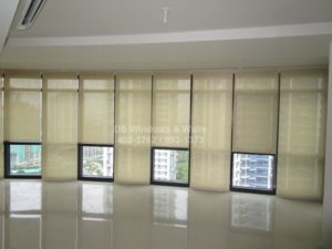 Roller blinds for long glasswall